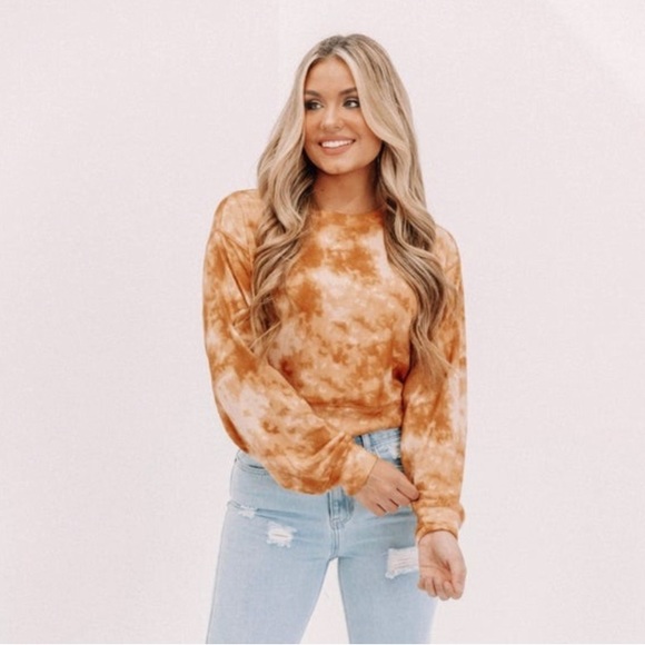 lane 201 Tops - Tie Dye Cropped Crewneck